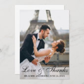 Moderne und elegante Liebe für Hochzeiten Foto und Dankeskarte (Vorne/Hinten)