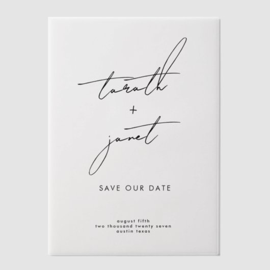 Moderne und elegante Namen rettete unser Datum Pergament Einladungen (Vorderseite)