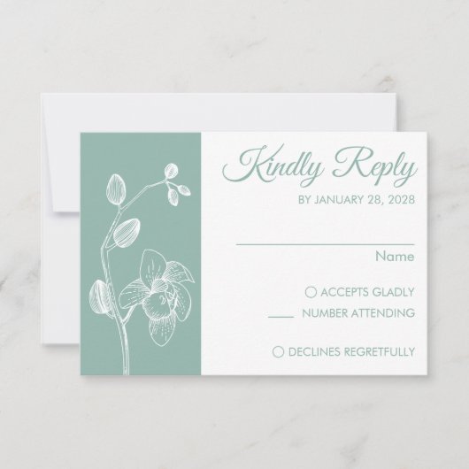 Moderne und elegante Orchideen minimalistisch RSVP Karte (Vorderseite)