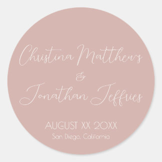 Moderne und elegante rosa Hochzeit Runder Aufkleber
