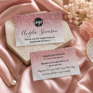 moderne und elegante Rose-Gold-Glitter-Marmor-Opti Visitenkarte