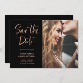 Moderne und elegante Rose Gold und Black | FOTO Save The Date (Vorne/Hinten)