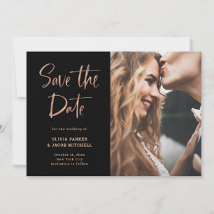 Moderne und elegante Rose Gold und Black   FOTO Save The Date