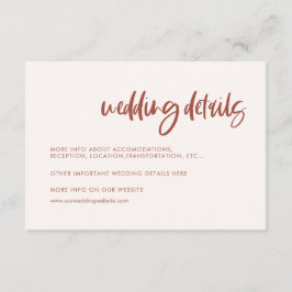 Moderne und elegante schneerosa Hochzeitsdetails Begleitkarte