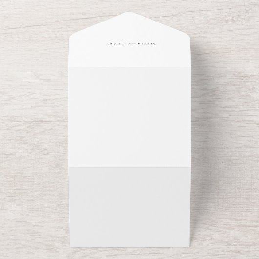 Moderne und elegante Schwarz-Weiß-Foto-Hochzeit All In One Einladung (Außenbereich)