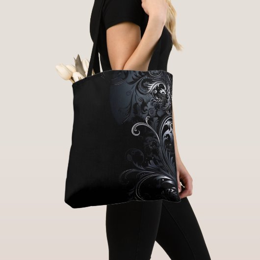 Moderne und elegante Schwarz-weiße Blume Tasche (Von Nahem)