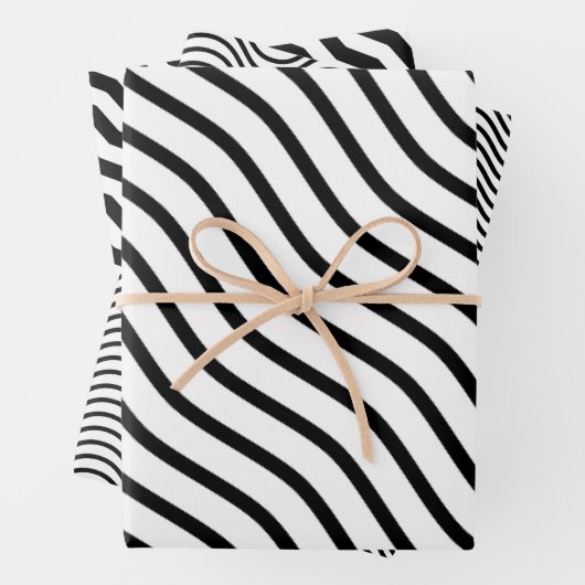 Moderne und elegante Schwarzweiß-Streifen-Geschenk Geschenkpapier Set (Beispiel)