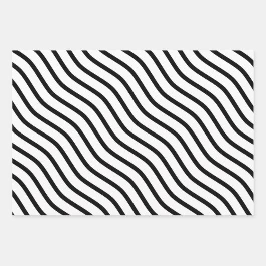 Moderne und elegante Schwarzweiß-Streifen-Geschenk Geschenkpapier Set (Vorderseite)