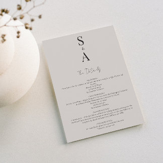 Moderne und elegante Script- und Monogram-Hochzeit Begleitkarte