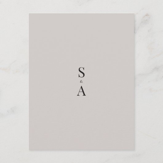 Moderne und elegante Script- und Monogram-Hochzeit Begleitkarte (Rückseite)