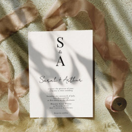 Moderne und elegante Script- und Monogram-Hochzeit Einladung