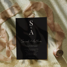 Moderne und elegante Script- und Monogram-Hochzeit Einladung