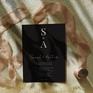 Moderne und elegante Script- und Monogram-Hochzeit Einladung