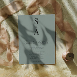 Moderne und elegante Script- und Monogram-Hochzeit Einladung