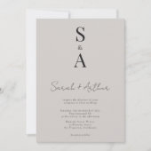 Moderne und elegante Script- und Monogram-Hochzeit Einladung (Vorderseite)