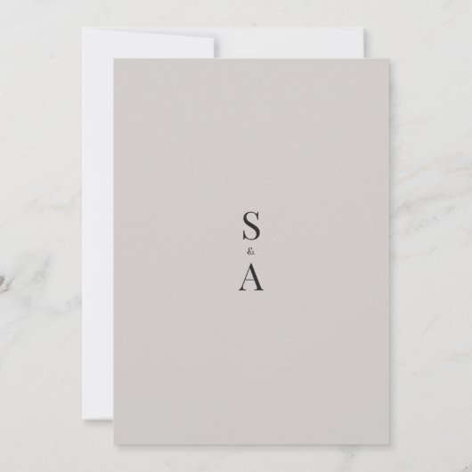Moderne und elegante Script- und Monogram-Hochzeit Einladung (Rückseite)