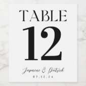 Moderne und elegante Tischnummer Weinkultur und Er Weinetikett (Einzelnes Label)