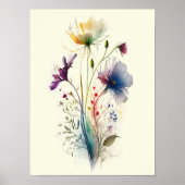 Moderne und elegante Wasserfarben-Wildblumen Poster (Vorne)