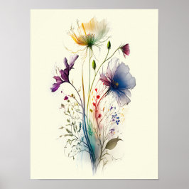 Moderne und elegante Wasserfarben-Wildblumen Poster