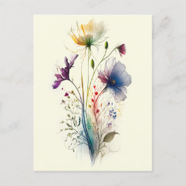 Moderne und elegante Wasserfarben-Wildblumen Postkarte