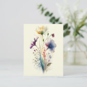 Moderne und elegante Wasserfarben-Wildblumen Postkarte (Stehend Vorderseite)