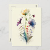 Moderne und elegante Wasserfarben-Wildblumen Postkarte (Vorne/Hinten)