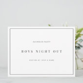 Moderne und elegante weiße Bachelor-Party-Karten Einladung (Stehend Vorderseite)