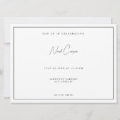 Moderne und elegante weiße Bachelor-Party-Karten Einladung (Rückseite)