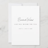 Moderne und elegante weiße Bachelorette Wochenendk Einladung (Vorderseite)