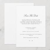 Moderne und elegante, weiße Save the Date Hochzeit Ankündigung (Vorne/Hinten)