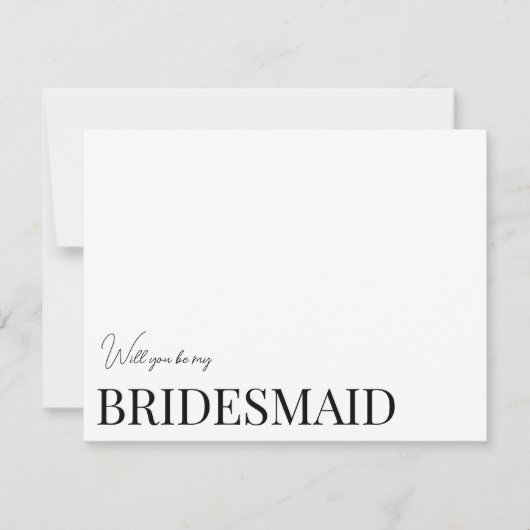 Moderne und elegante White Bridesmaid-Karte Save The Date (Vorderseite)