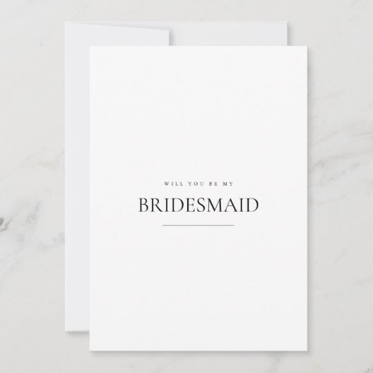 Moderne und elegante White Bridesmaid-Vorschlagska Save The Date (Vorderseite)