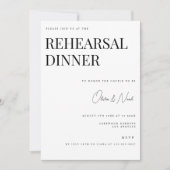 Moderne und elegante White Probe Dinner Card Einladung (Vorderseite)