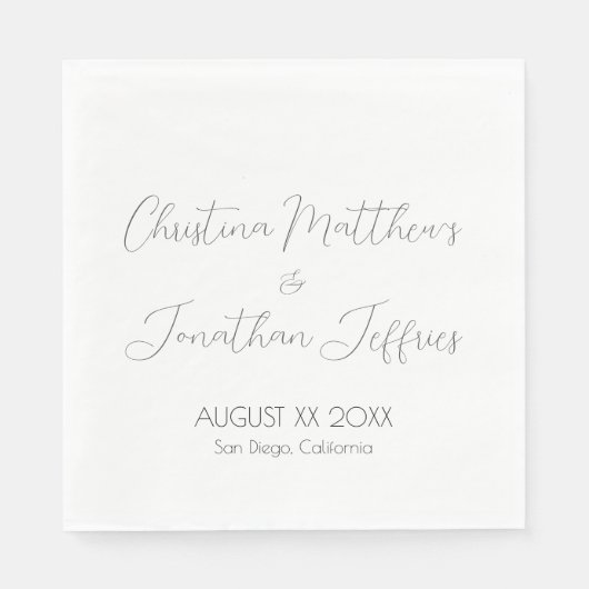 Moderne und elegante White Wedding Serviette (Vorderseite)