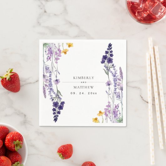 Moderne und elegante wilde Blumen rustikale Hochze Serviette (Beispiel)