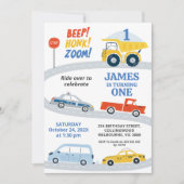 Moderne und farbenfrohe Straßenverkehrsmittel 1. G Einladung (Vorderseite)