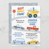 Moderne und farbenfrohe Straßenverkehrsmittel 1. G Einladung (Vorne/Hinten)