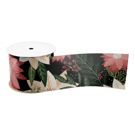 Moderne und festliche Botanische Poinsettie Satinband (Spule)
