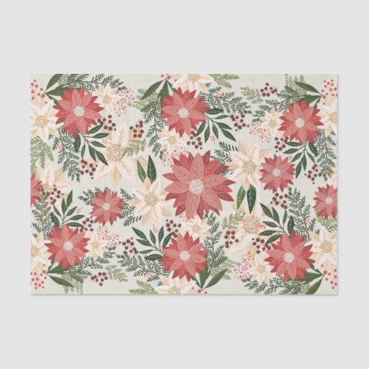 Moderne und festliche Botanische Poinsettie Seidenpapier (Vorderseite)