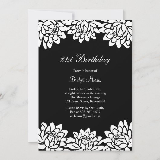 Moderne und florale Geburtstagsparty Einladung (Vorderseite)