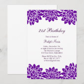 Moderne und florale Party Einladung 21. Geburtstag (Vorne/Hinten)