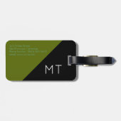 Moderne und geometrische, grüne/schwarze Weltreise Gepäckanhänger (Rückseite horizontal)