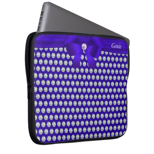 Moderne und Glitzer Diamanten auf blauen Notebooks Laptopschutzhülle (Vorne Rechts)