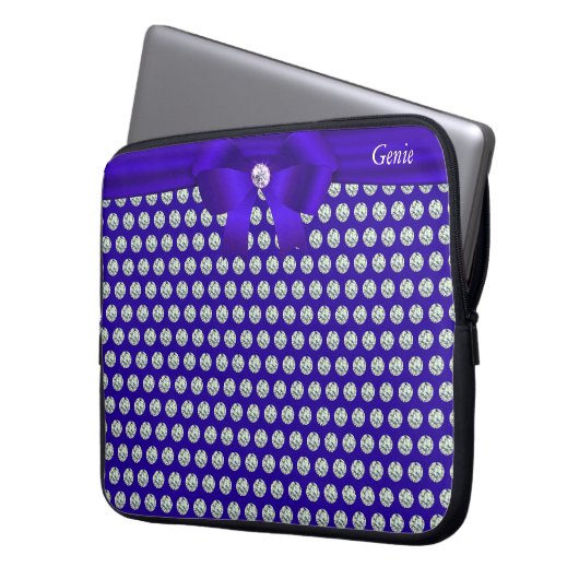 Moderne und Glitzer Diamanten auf blauen Notebooks Laptopschutzhülle (Vorderseite Links)