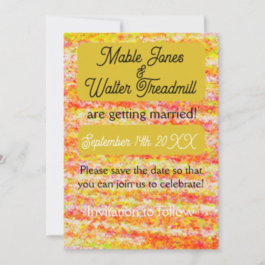 Moderne und helle Golden and pinks Save the Date (Vorderseite)