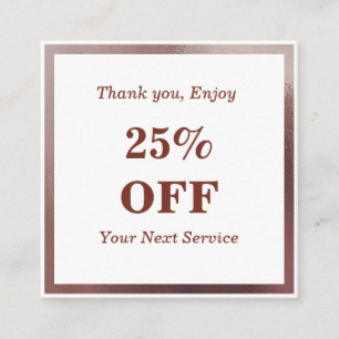 Moderne und klassische Rose Gold Foil Discount Car Quadratische Visitenkarte