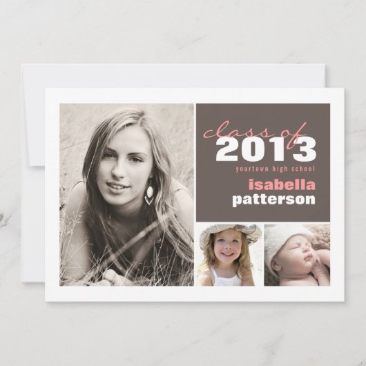 Moderne und kühne 3 Foto Abschluss Ankündigung (Vorderseite)