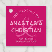 Moderne und kühne Magenta Wedding Geschenkanhänger (Vorderseite)