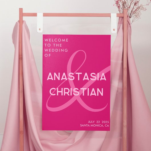 Moderne und kühne Magenta Wedding Willkommen Poster
