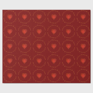 Moderne und luxuriöse goldrote geometrische Liebe Geschenkpapier